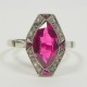 Bague 1930 platine, or, diamants et corindon