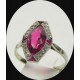 Bague 1930 platine, or, diamants et corindon