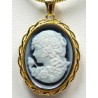 "VESTA" Délicat Pendentif camé bleu onyx et or 750 pb 4,7g