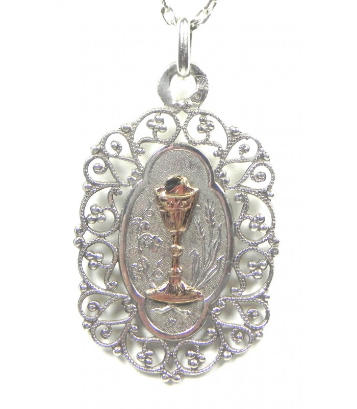 Médaille ancienne en argent à motif or