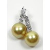 "PALAWAN" Boucles d'oreilles perles gold diamants et or 750