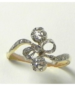 Bague Noeud or platine et diamants