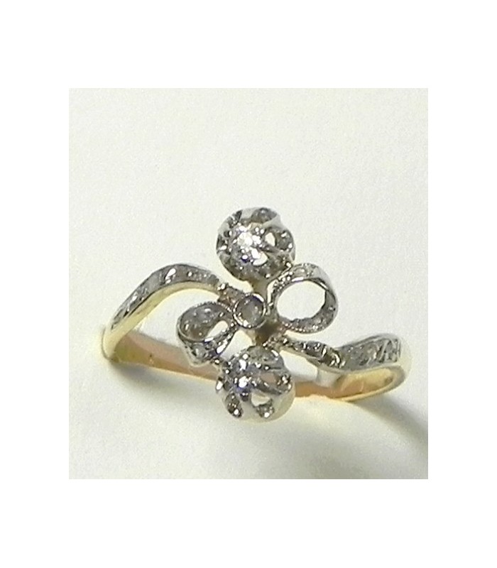 Bague Noeud or platine et diamants