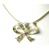 "Madame Lavallière" Pendentif Noeud or rubis et diamants