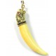 Rare pendentif dent de tigre et or 750