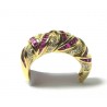 "MELISANDE" Bague jonc or 750 tressée de diamants et rubis PB 7,5g