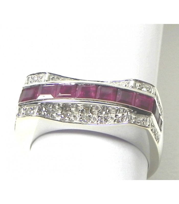 Bague Pont or rubis et diamants