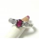 Elégante et moderne bague or blanc, rubis ovale et diamants