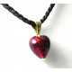 Collier "Passion" Cœur or et verre cordon de soie fermoir or