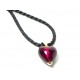 Collier "Passion" Cœur or et verre cordon de soie fermoir or