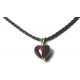 Collier "Passion" Cœur or et verre cordon de soie fermoir or