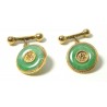 "TONKIN" Très beaux boutons de manchettes or 750 et jade-jadéïte