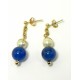 Clous d'oreilles perles de culture et d'agate bleu sur or