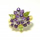 "Bouquet de violettes" bague améthystes péridots or et diamants