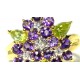 "Bouquet de violettes" bague améthystes péridots or et diamants