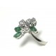 "Petite Folie Vintage" Bague or blanc diamants et émeraudes