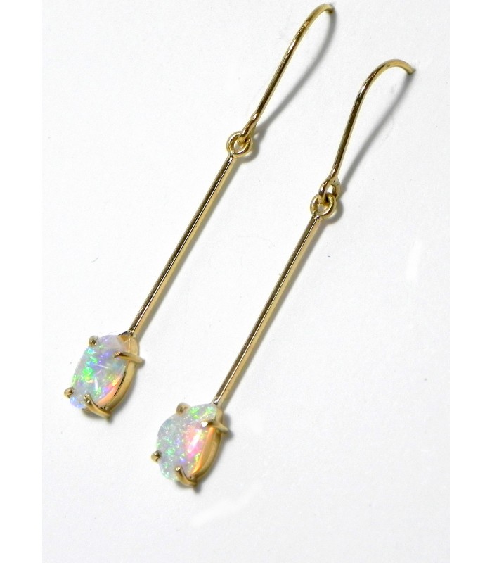 "Larmes de Fée" , pendants or et opales arlequine