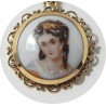 "Songeuse" médaillon en porcelaine de limoges émaillé entour or 750°°/°°