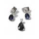 "DISCRETE ELEGANCE" parure boucles d'oreilles et pendentif or blanc sahirs et diamants