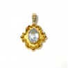 "MIROIR D'AIGUE-MARINE" PENDENTIF OR 750 ET AIGUE-MARINE