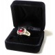 "TROUBADOUR" Bague chevalière argent et or grenat cabochon PB 11 gr