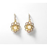"LISON" Charmantes Boucles d'oreilles fleurs or 750°/°° (18kt) et perle de culture PB1,14