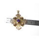 Belle croix or 14 kt et pierre violette