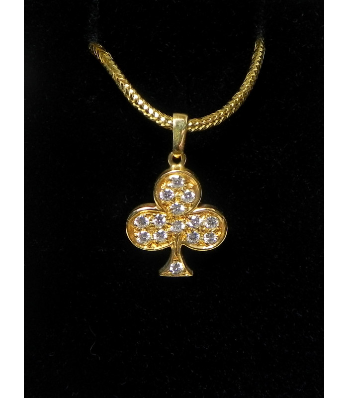"AS DE TREFLE" Pendentif OR 750 DIAMANTS