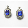 Boucles d'oreilles " YSANAH" or 750 argent diamants, pierres bleu Cachemire PB 7,85