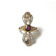 "ANASTASIA" Exceptionnelle bague XIXème or 18 kt platine, diamants et grenat PB 6,6 gr