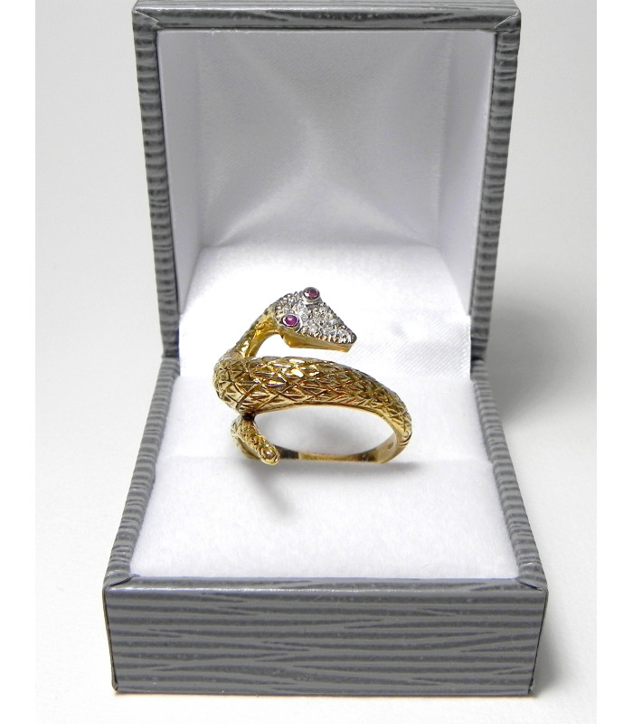 "Energie" bague serpent or diamants et rubis