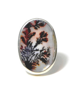 TOILE MINERALE BAGUE ARGENT ET AGATE