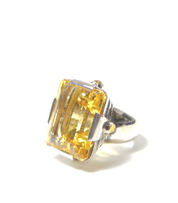 "CITRINE DORE" Importante bague argent et citrine