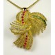 Pendentif Gerbe or et pierres